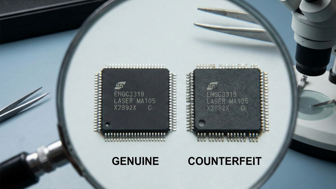 A magnified comparison of two visually similar electronic components