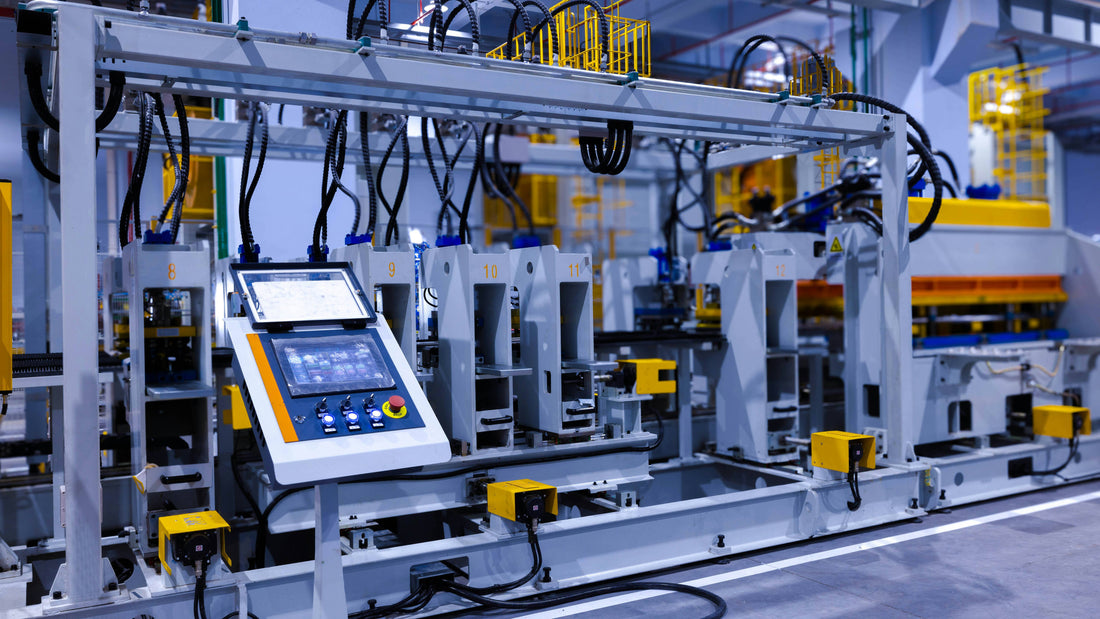 Industrial automation line with control panel and numbered stations for Siemens SINAMICS V20 and G120 drive selection.